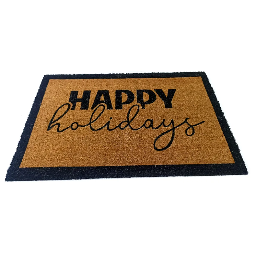 Happy Holidays PVC Backed Coir Doormat