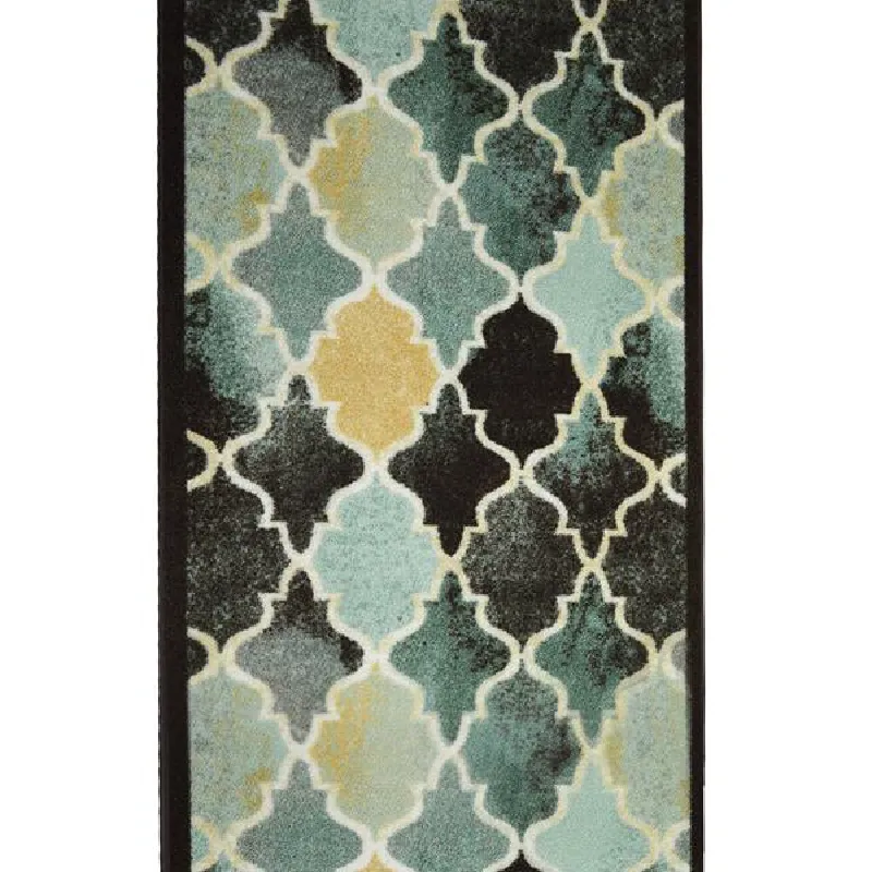 Hard Wearing Non-Slip Stair Runner Kitchen Mat - Teal Anejo