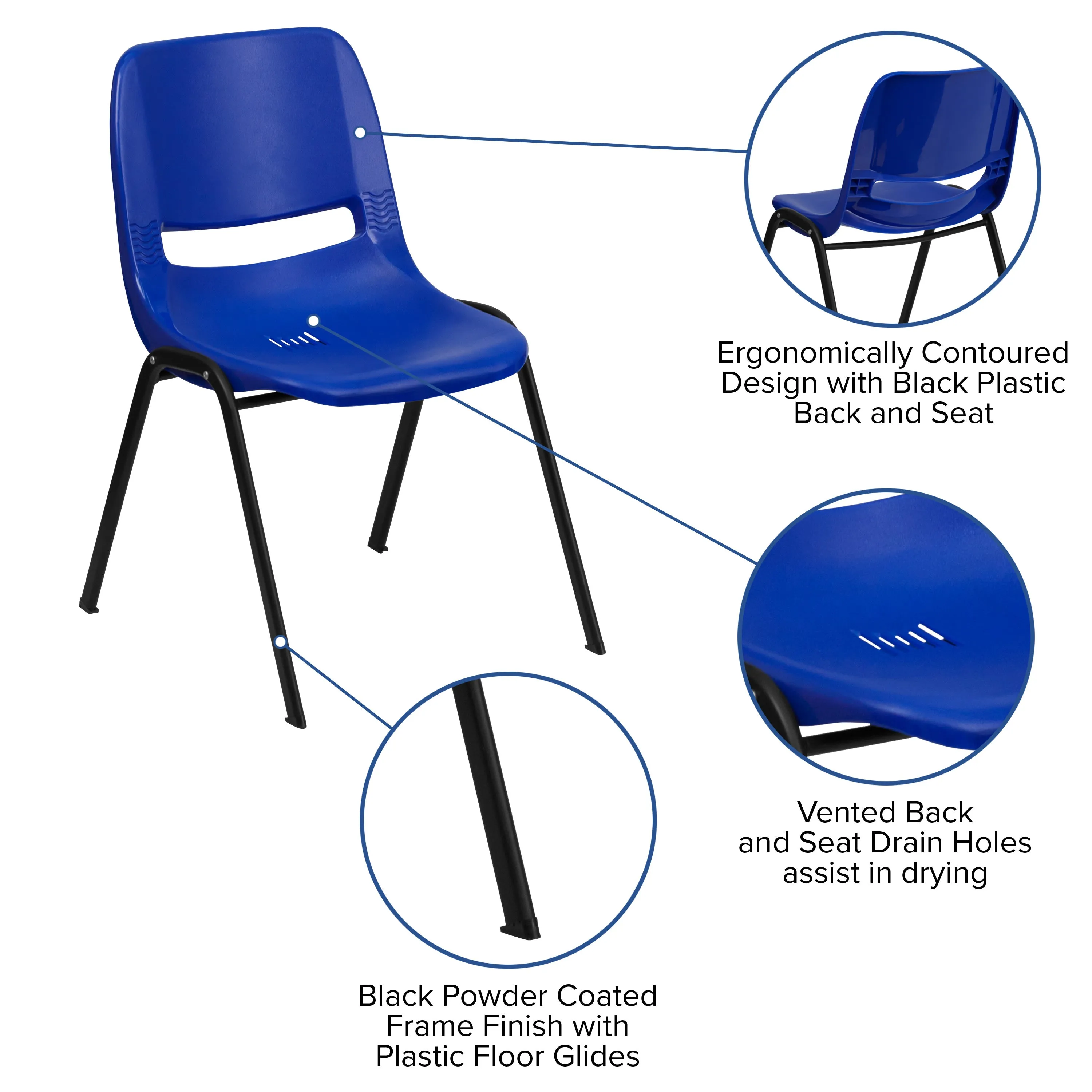 HERCULES Series 440 lb. Capacity Kid's Ergonomic Shell Stack Chair with 12" Seat Height