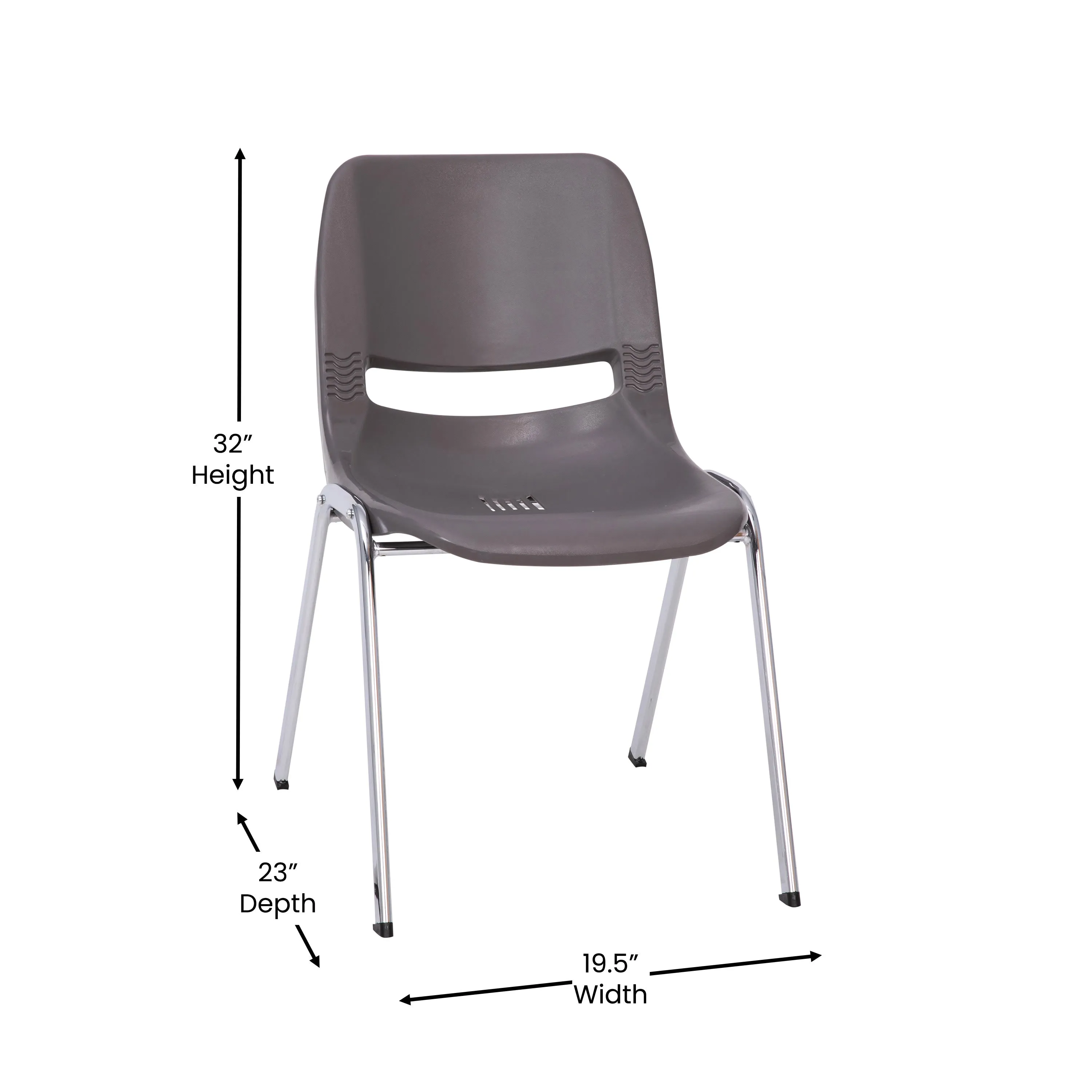 HERCULES Series 880 lb. Capacity Ergonomic Shell Stack Chair with Chrome Frame and 18'' Seat Height