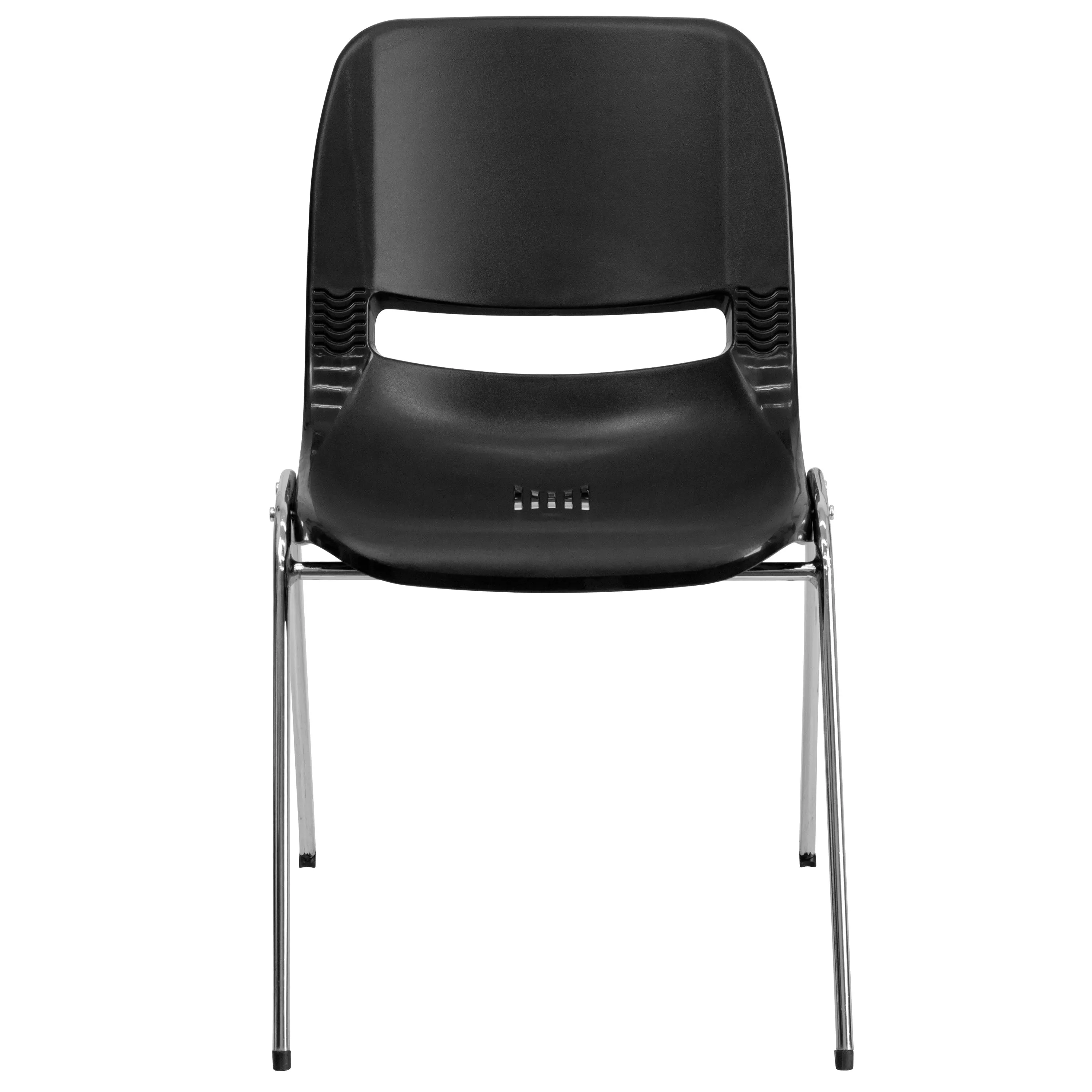 HERCULES Series 880 lb. Capacity Ergonomic Shell Stack Chair with Chrome Frame and 18'' Seat Height