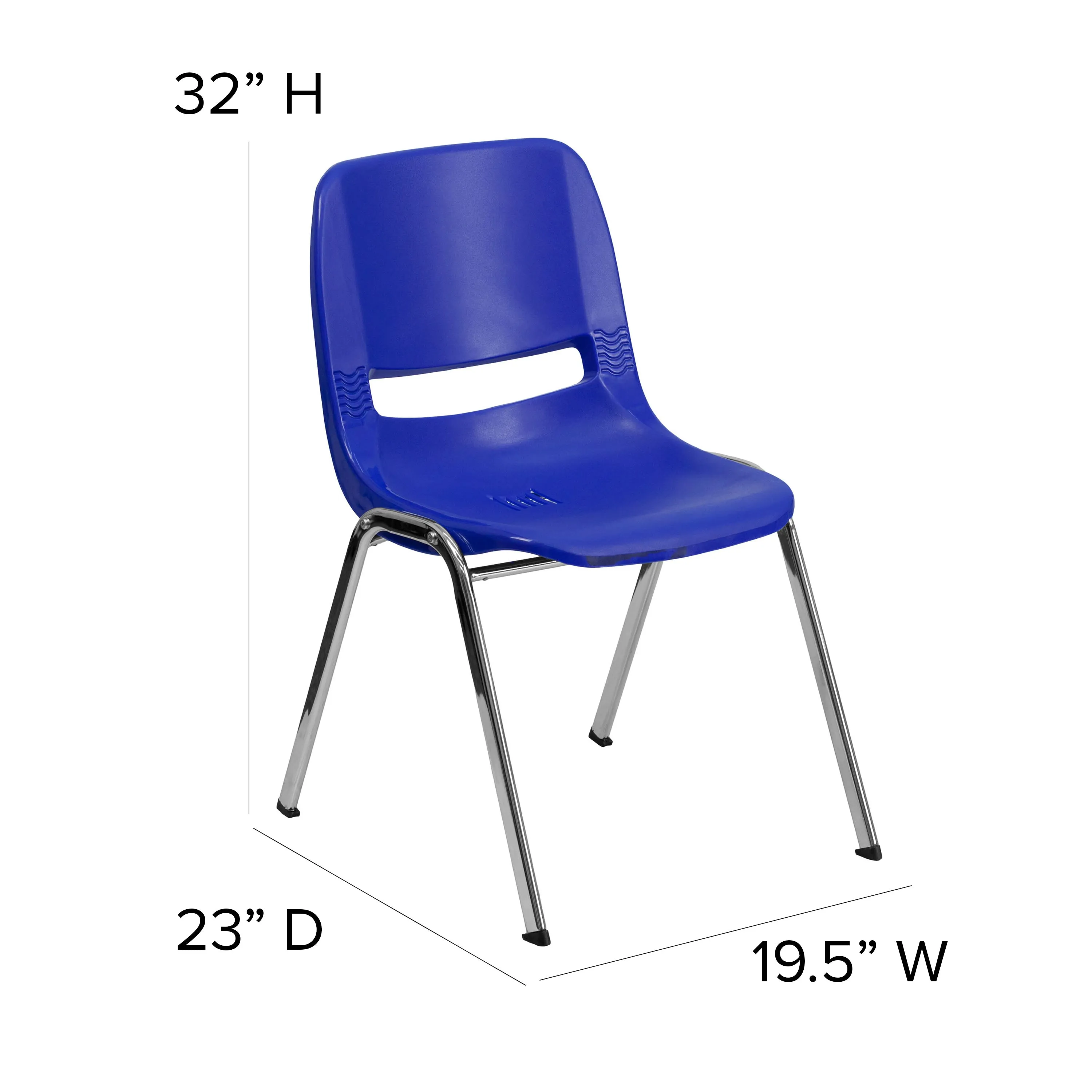 HERCULES Series 880 lb. Capacity Ergonomic Shell Stack Chair with Chrome Frame and 18'' Seat Height