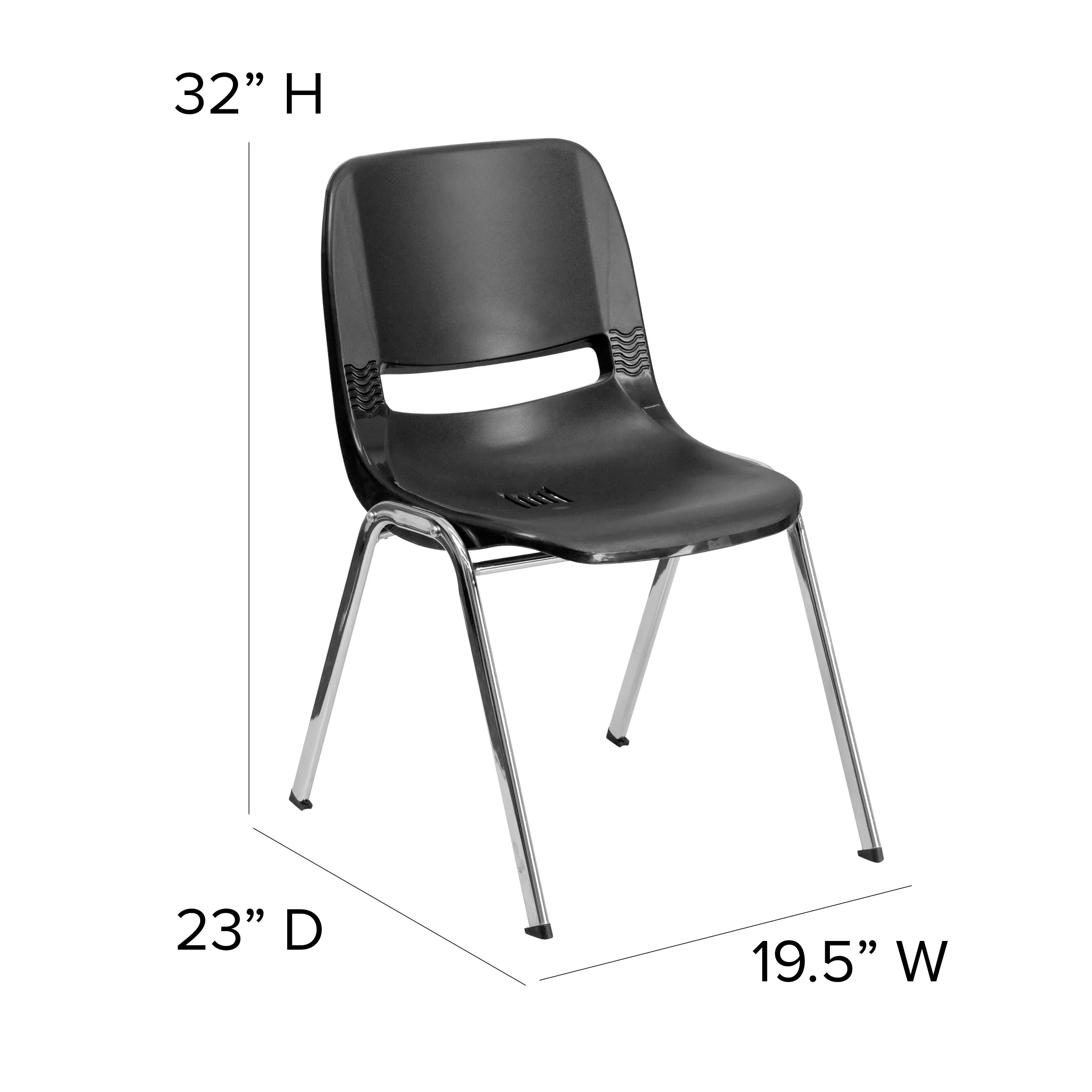 HERCULES Series 880 lb. Capacity Ergonomic Shell Stack Chair with Chrome Frame and 18'' Seat Height