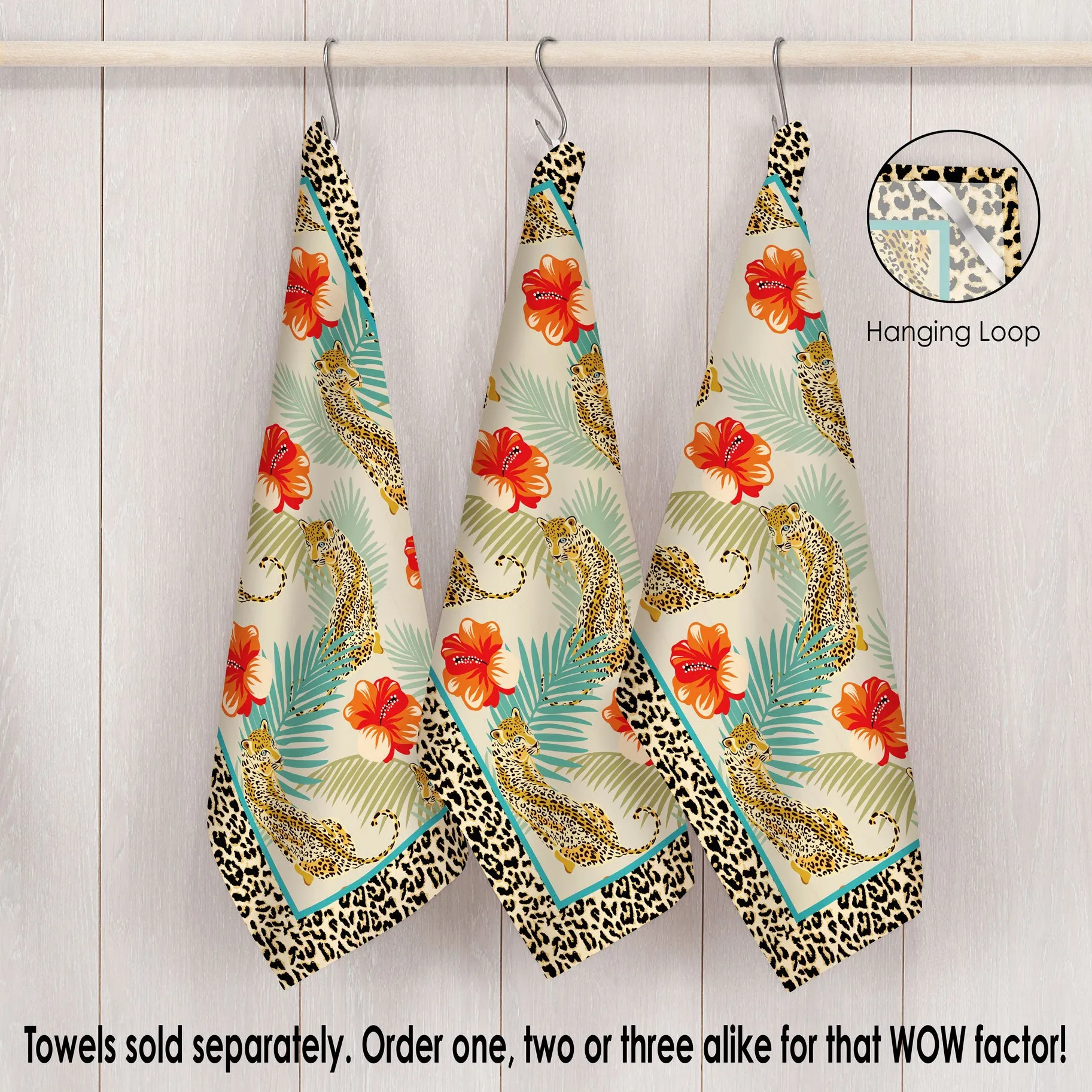 Leopard & Hibiscus Cotton Tea Towel