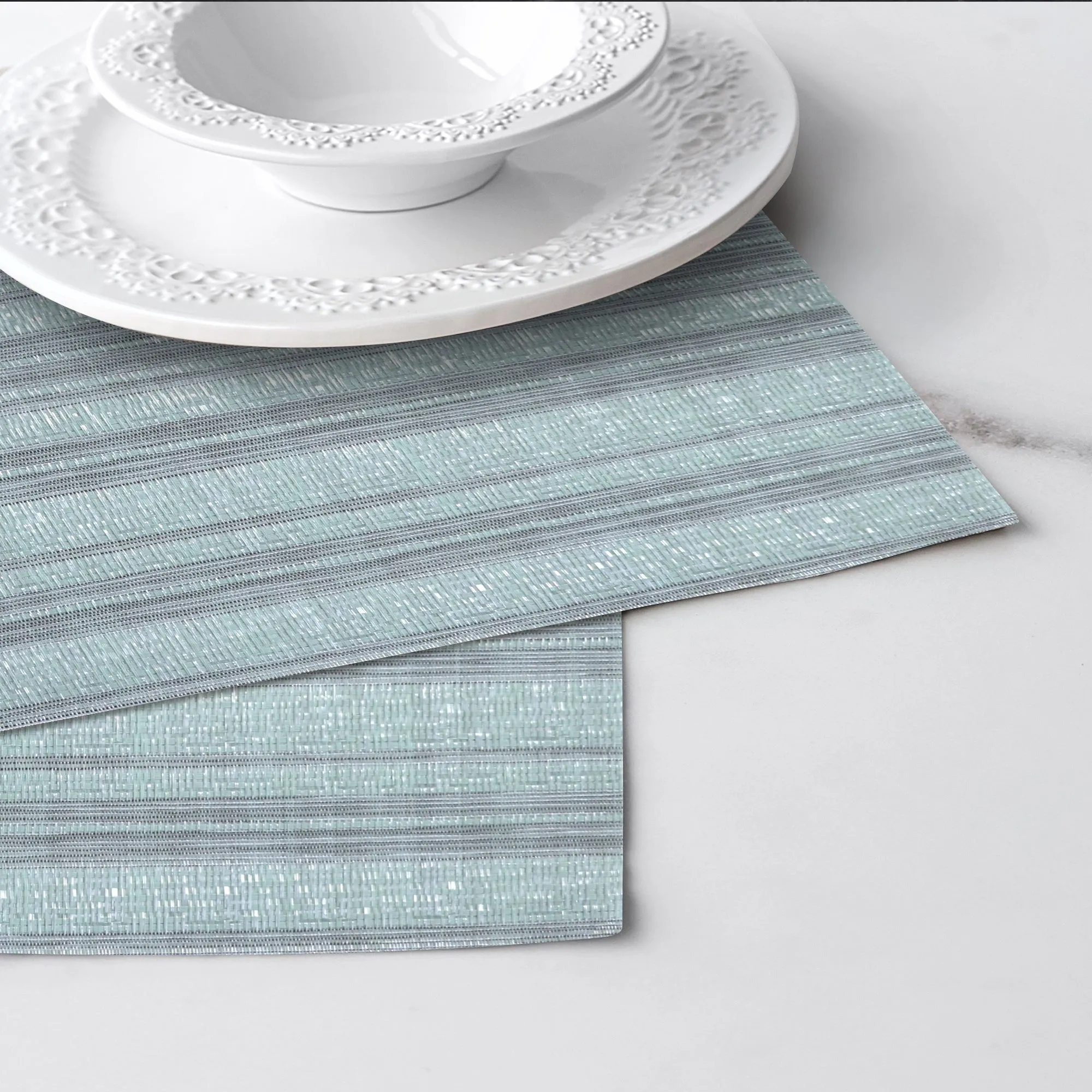 Luxury Placemat Set of 4 | Heat Resistant Placemats | Table Mats | Cotton Home - Magic Lines Mint