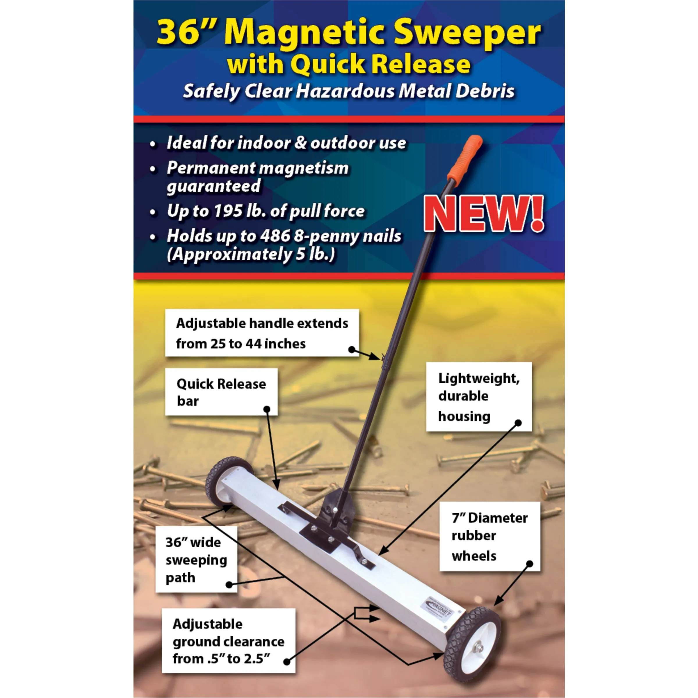 Magnetic Floor Sweeper with Quick Release