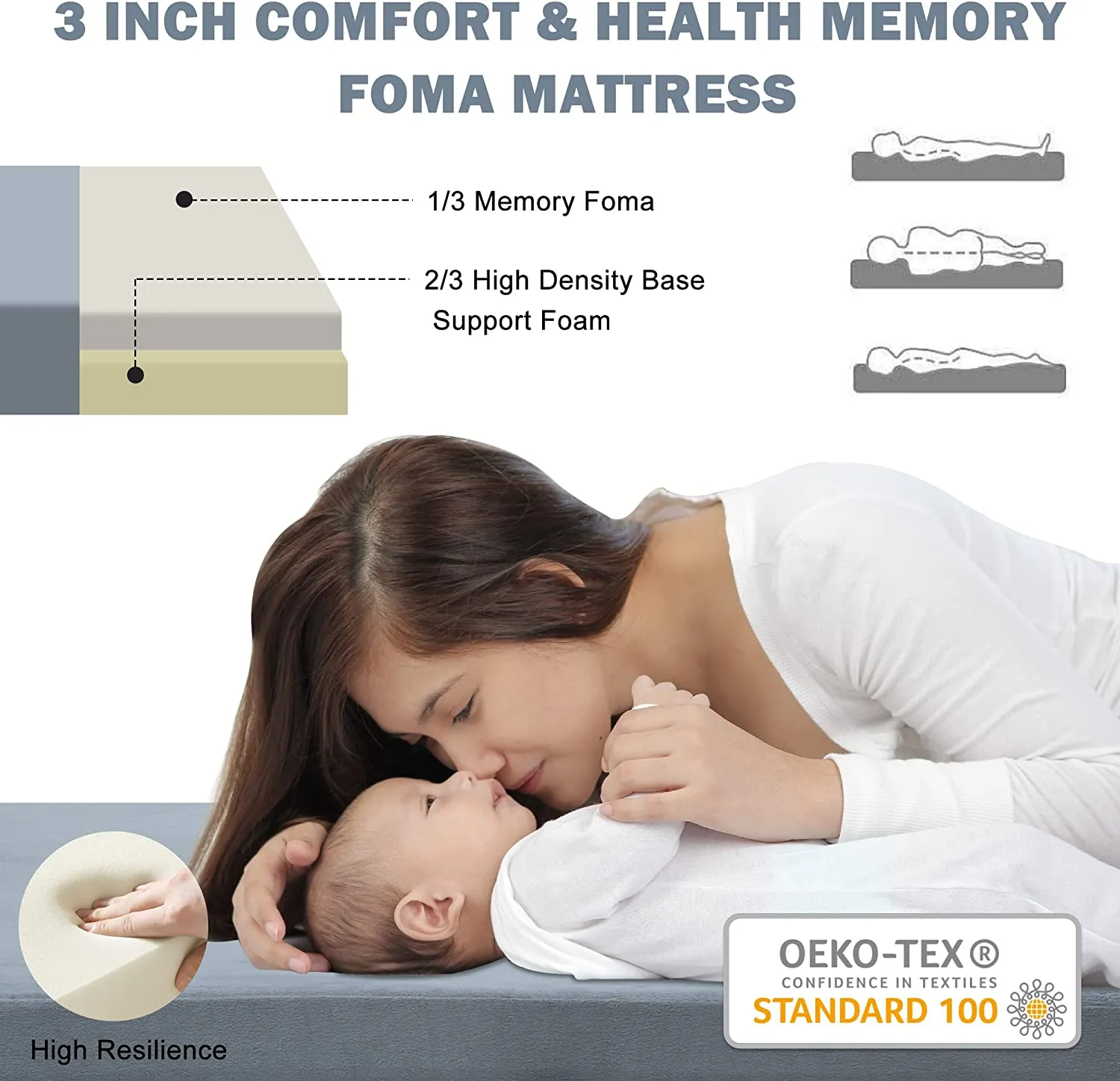 Memory Foam Camping Mattress Pad Portable Sleeping Pad with Pillow