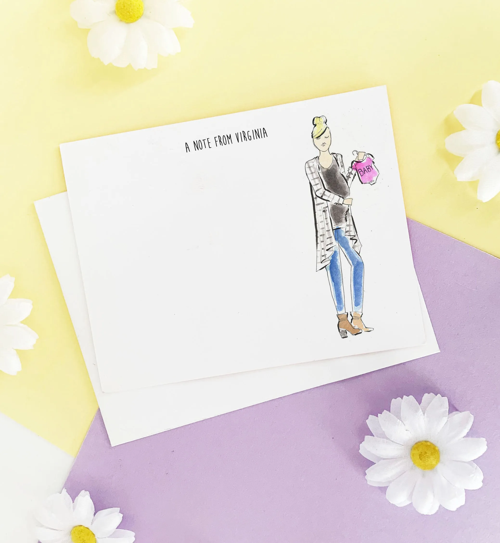 Mom to Be Pink Personalized Stationery