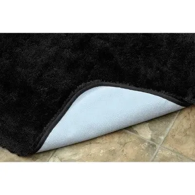 New - 24"x40" Finest Luxury Ultra Plush Washable Nylon Bath Rug Black - Garland