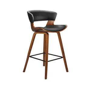 Oikiture Bar Stools Kitchen Stool Chairs Wood Barstool Dining Chair PU Leather