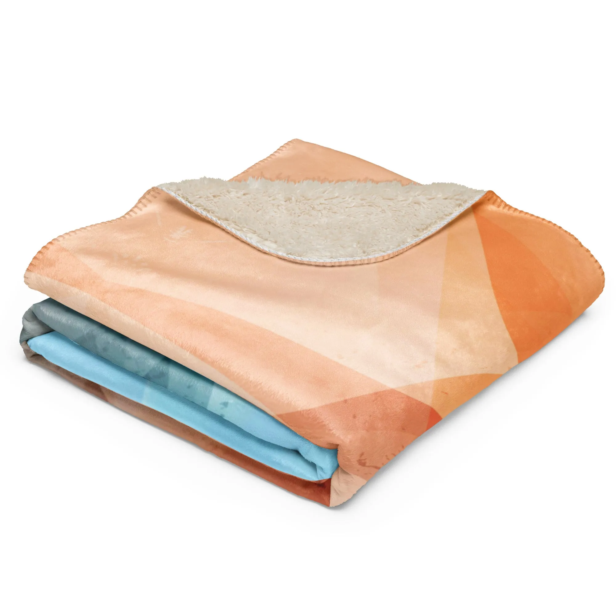 Peach Fuzz & Blue Sherpa Luxury Comfort Blanket - Ultra-Soft, Plush Warmth