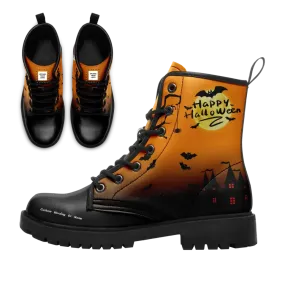 Personalized Bat Boots, Custom Pumpkin Boots, Stylish and Lace Up Boots, Unique Gift for Halloween