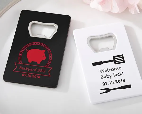 Personalized Credit Card Bottle Opener - BBQ (Black or White)