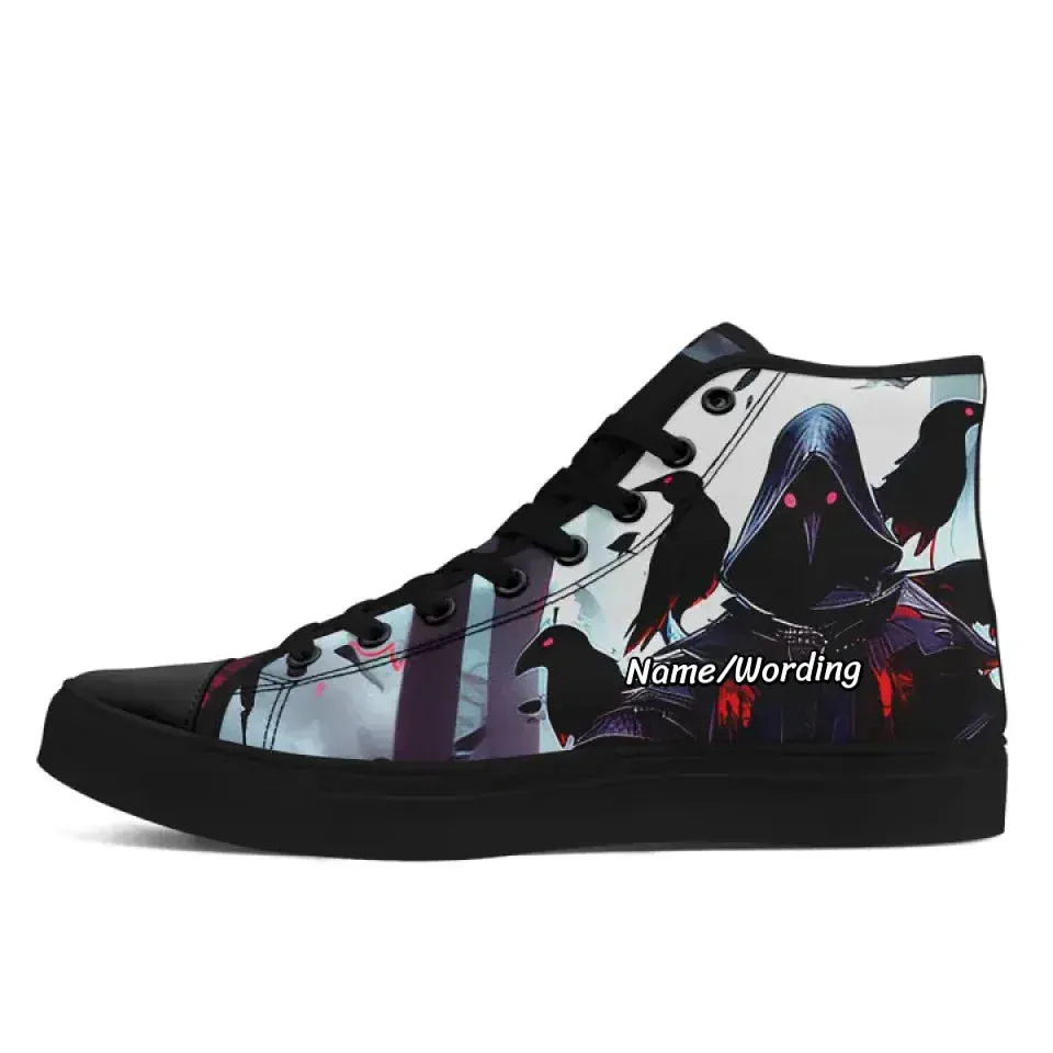 Personalized Gothic Sneakers, Custom Skull,Floral Design, Stylish  High Top Walking Shoes