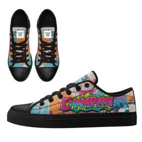 Personalized Graffiti Sneakers, Custom Canvas Low Top Shoes, Stylish Gym Shoes