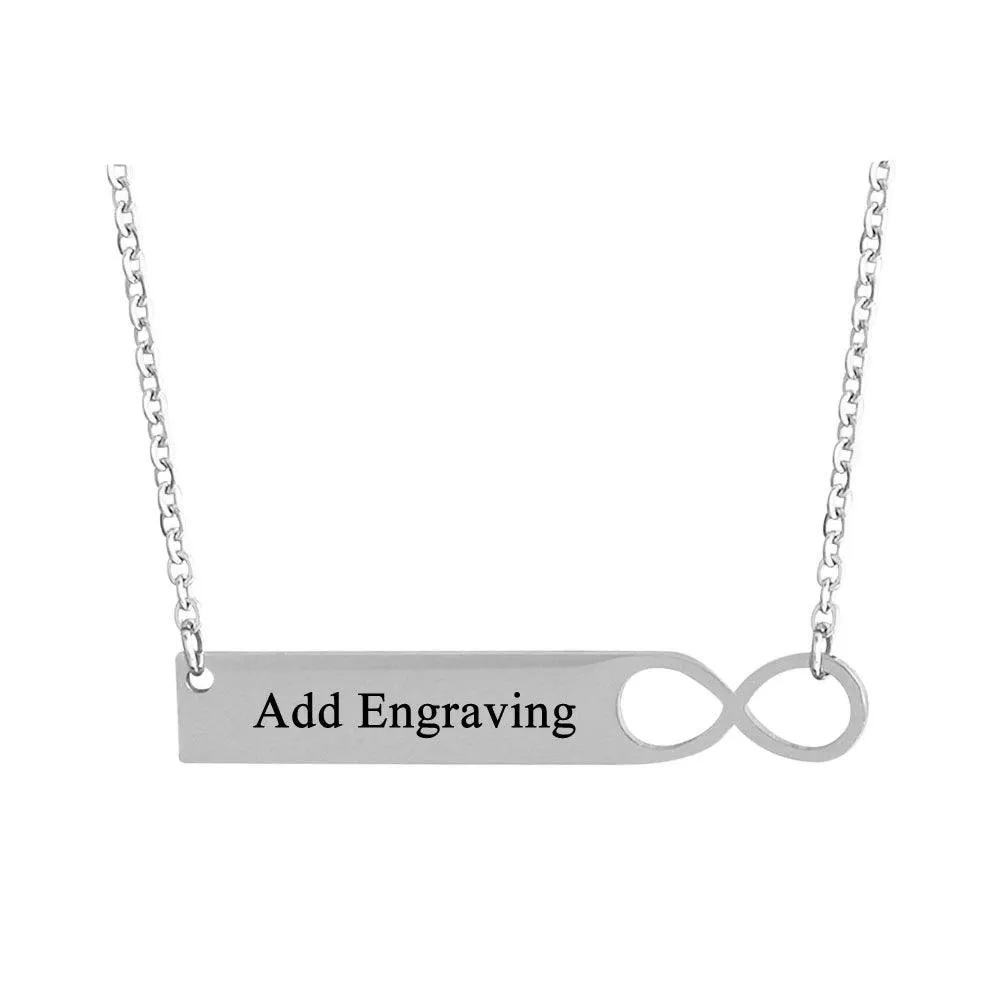 Personalized Infinity Custom Name Bar Necklace with Engrave Name Pendant for Women