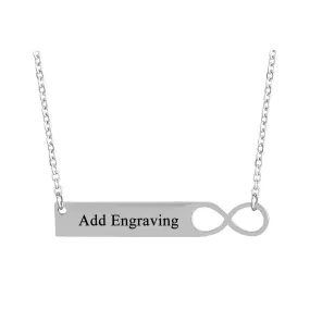 Personalized Infinity Custom Name Bar Necklace with Engrave Name Pendant for Women