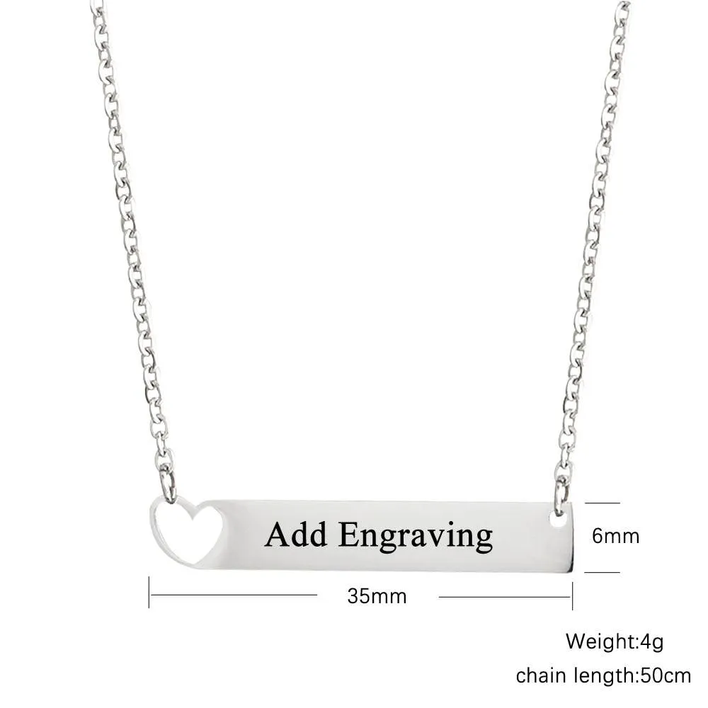 Personalized Necklace With Custom Name Bar Pendant