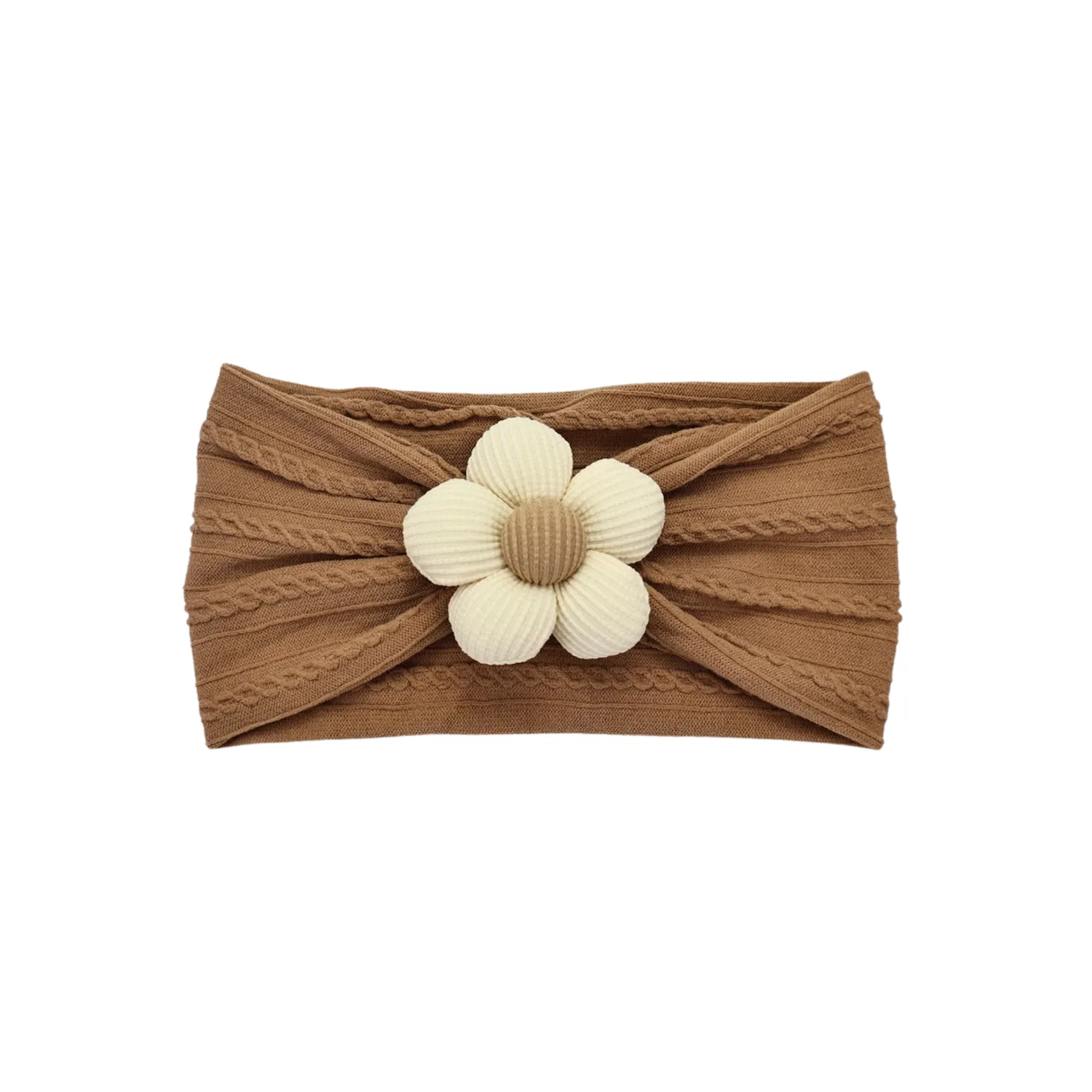 Plush Single Flower Baby Headband in Rust