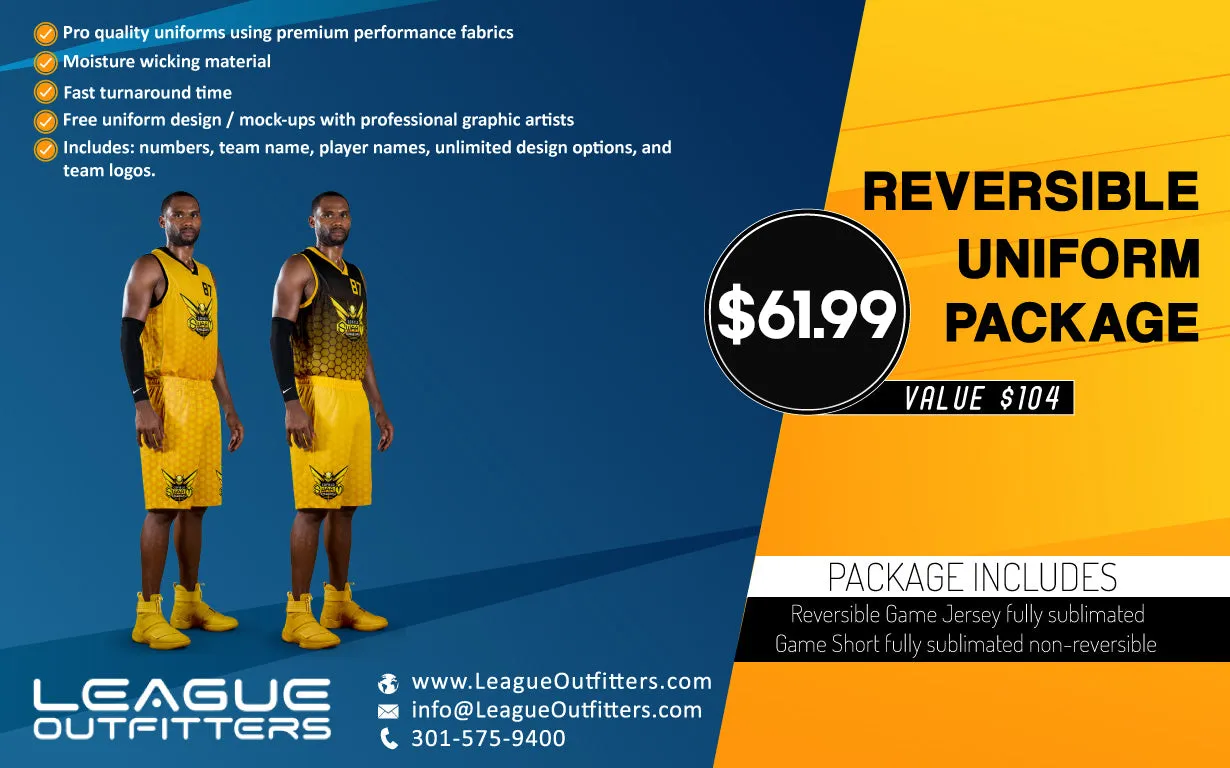 "Alley-oop" Reversible Basketball Premium Uniform Package