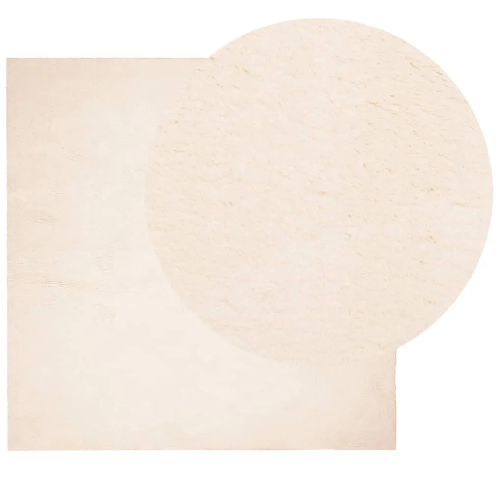 Rug HUARTE Short Pile Soft and Washable Beige 120x120 cm