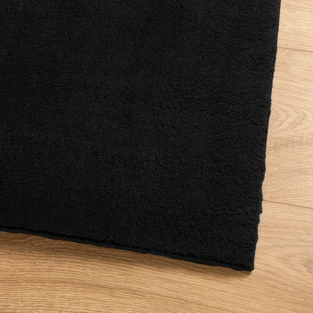 Rug HUARTE Short Pile Soft and Washable Black 120x120 cm