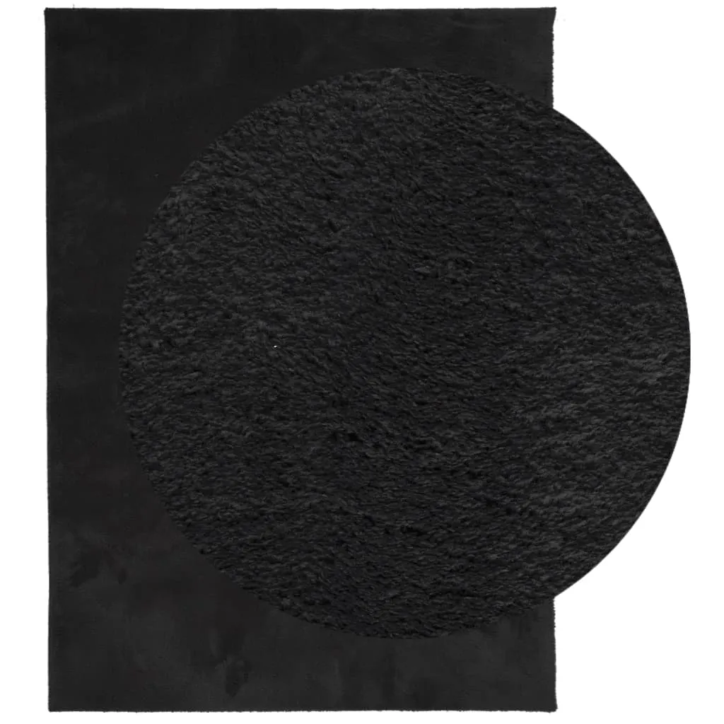 Rug HUARTE Short Pile Soft and Washable Black 140x200 cm