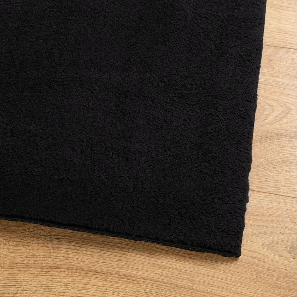 Rug HUARTE Short Pile Soft and Washable Black 140x200 cm