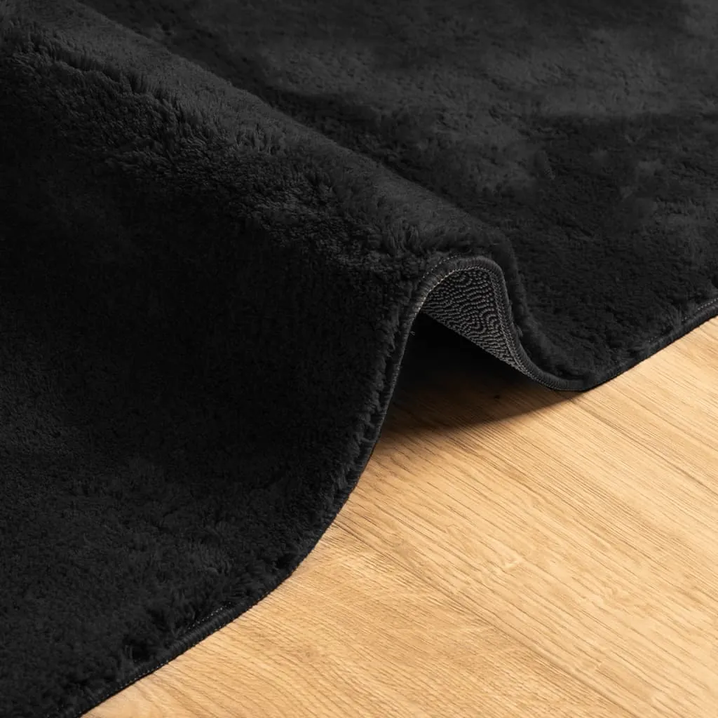 Rug HUARTE Short Pile Soft and Washable Black 140x200 cm