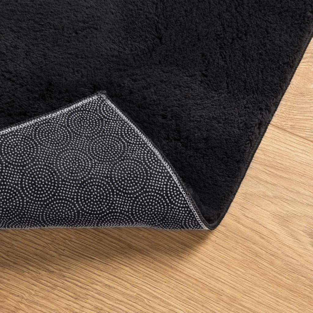 Rug HUARTE Short Pile Soft and Washable Black 140x200 cm