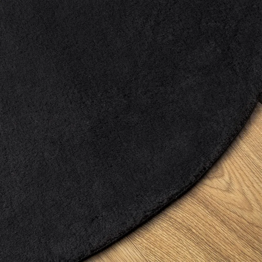 Rug HUARTE Short Pile Soft and Washable Black Ø 160 cm