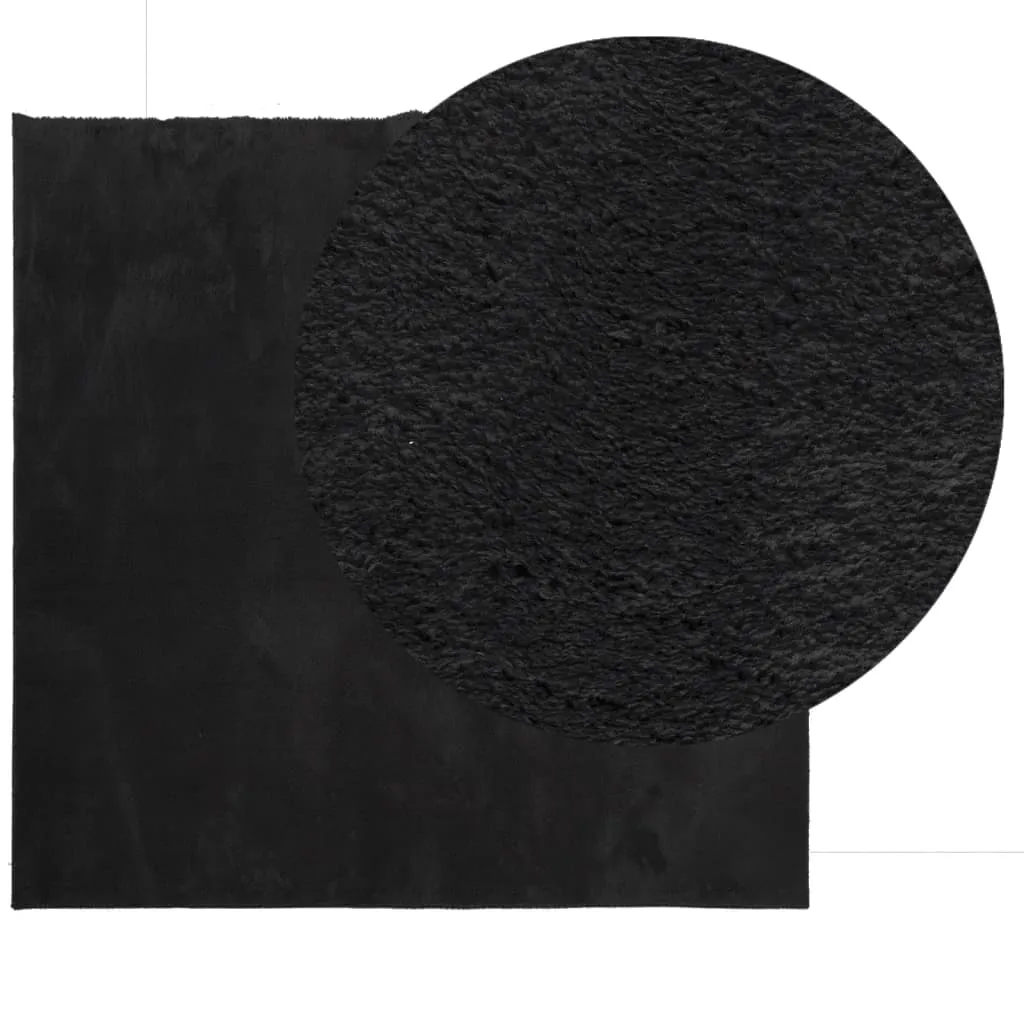 Rug HUARTE Short Pile Soft and Washable Black 160x160 cm