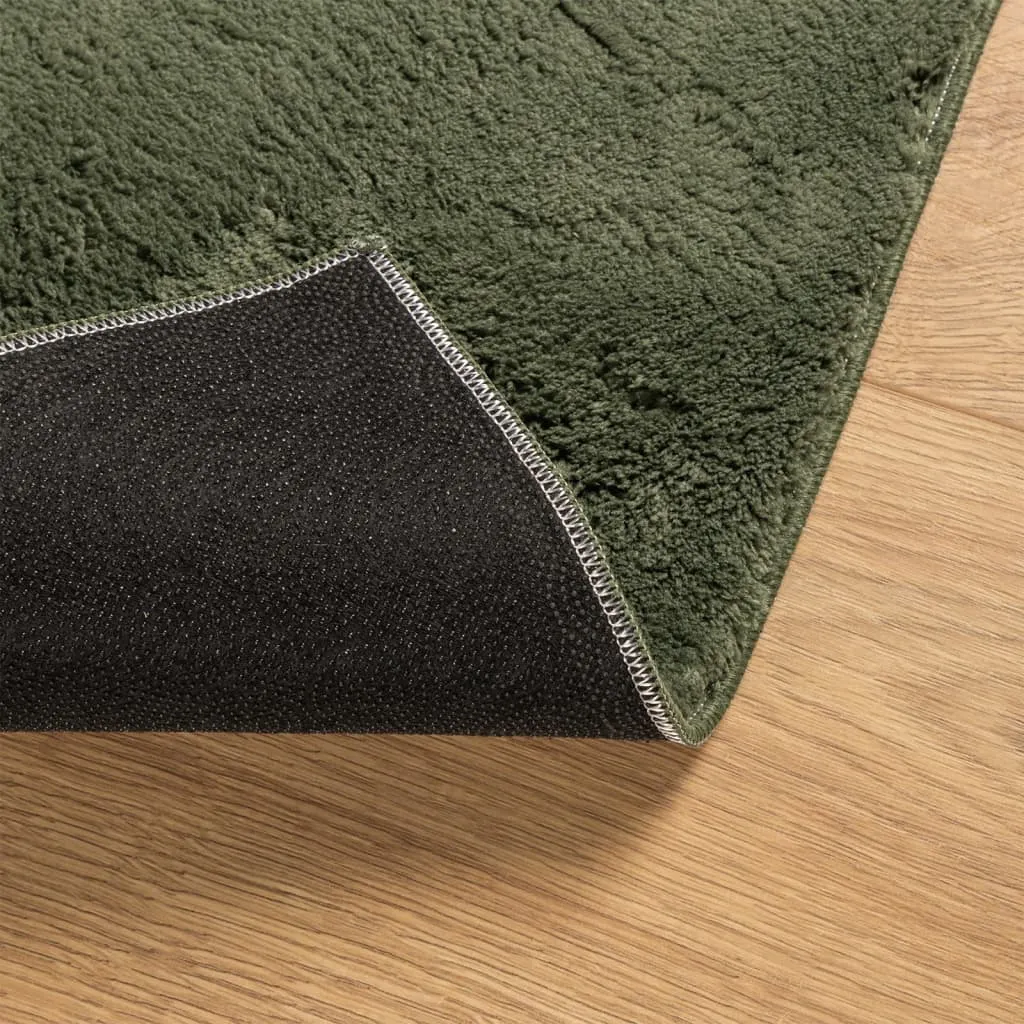 Rug HUARTE Short Pile Soft and Washable Forest Green 100x200 cm