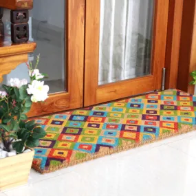 Saman Multicolour Diamond Thick Coir Doormat