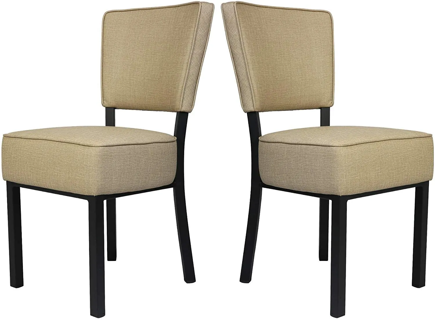 Set of 2 Classic Dining Chair, Modern Style Family Leisure Chair with Stainless Steel Legs, PU Leather Mid Back Side Chair