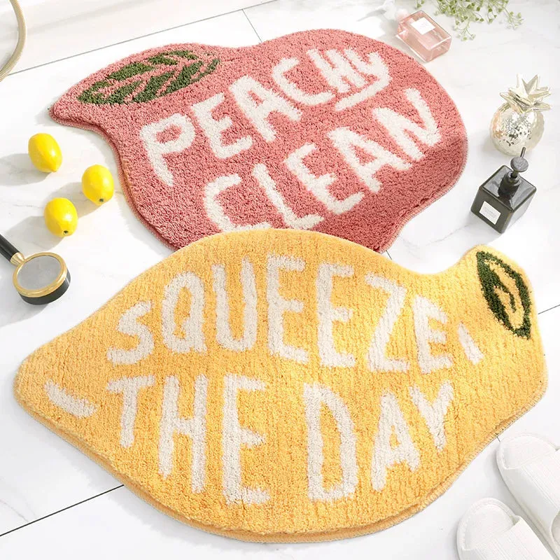 SINOTAO  -  Creativity Doormat Cartoon Fruit Carpet Flocking Non-slip Bath Mat Lemon Peach Home Land Pad Bedroom Toilet Doorway Floor Mat