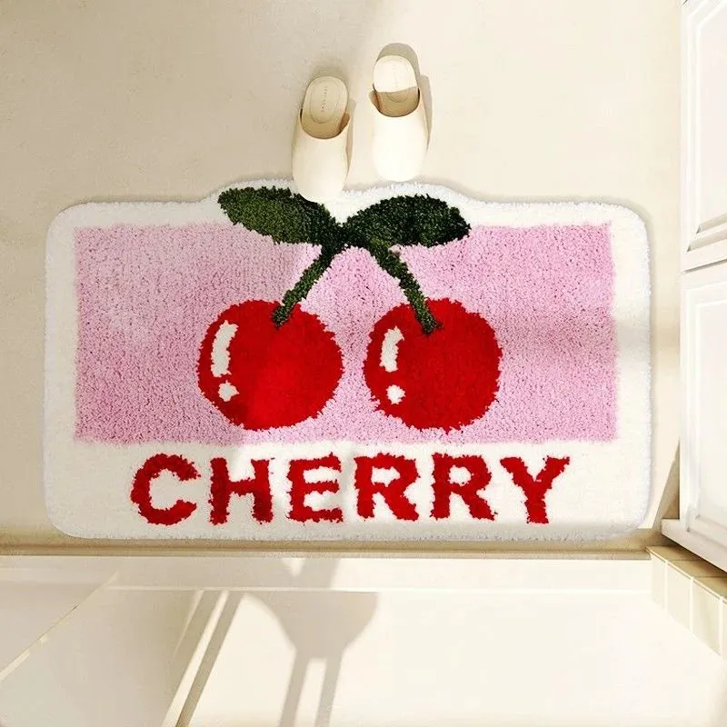 SINOTAO  -  Cute Cherry Floor Mat Bedroom Entrance Carpet Doormat Living Room Non Slip Mat Rugs Bathroom Cartoon Soft Fluffy Foot Mat