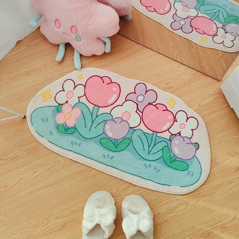 SINOTAO  -  Cute Cherry Floor Mat Bedroom Entrance Carpet Doormat Living Room Non Slip Mat Rugs Bathroom Cartoon Soft Fluffy Foot Mat