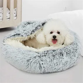 Soft Plush Pet Cave Bed for Medium Sized Cats & Dogs