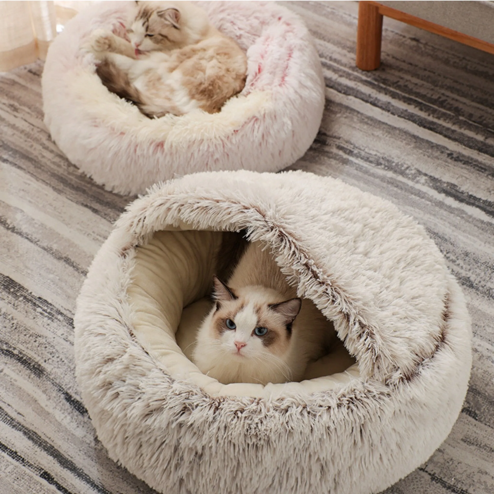 Soft Plush Pet Cave Bed for Medium Sized Cats & Dogs