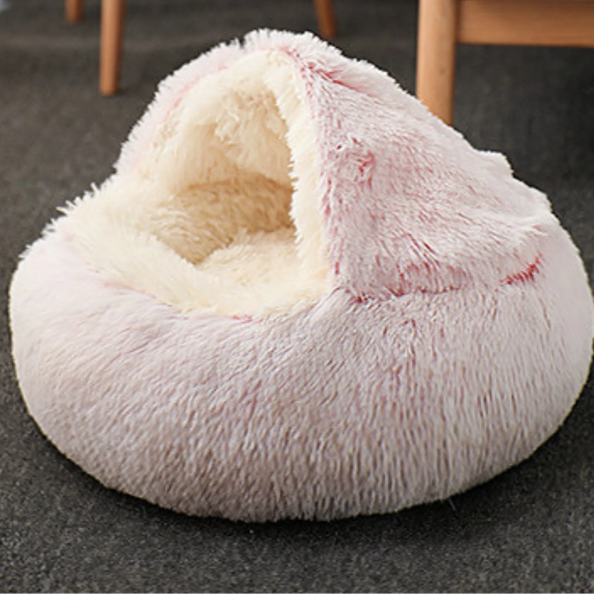 Soft Plush Pet Cave Bed for Medium Sized Cats & Dogs