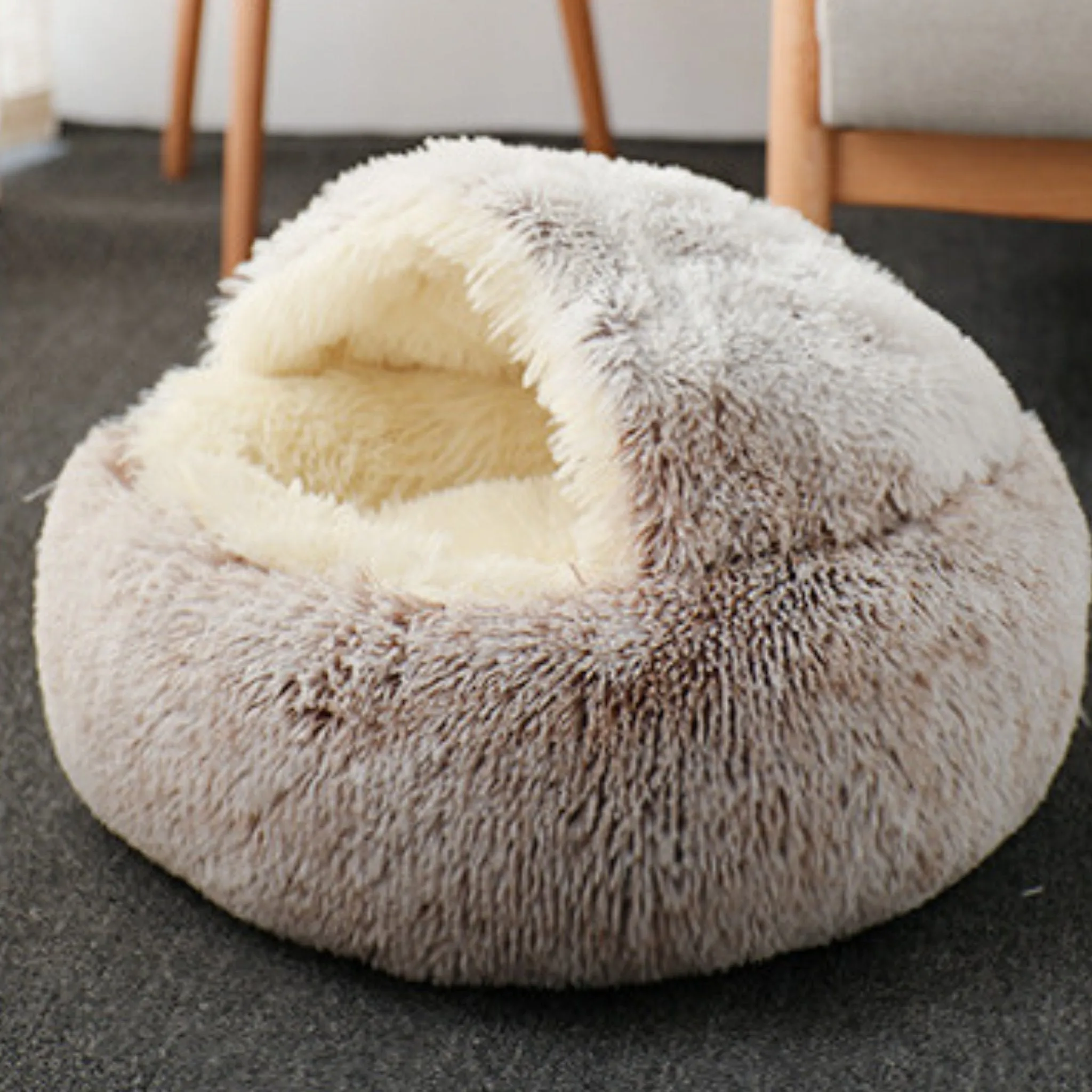 Soft Plush Pet Cave Bed for Medium Sized Cats & Dogs