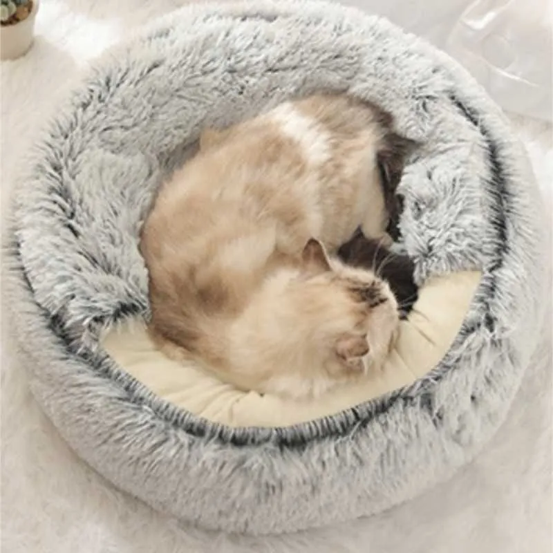 Soft Plush Pet Cave Bed for Medium Sized Cats & Dogs