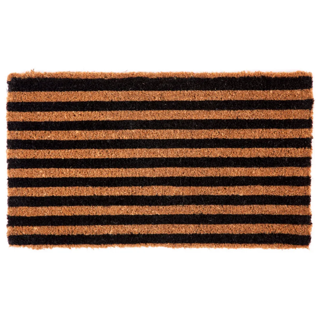 Straight Lines Black striped Coir Doormat