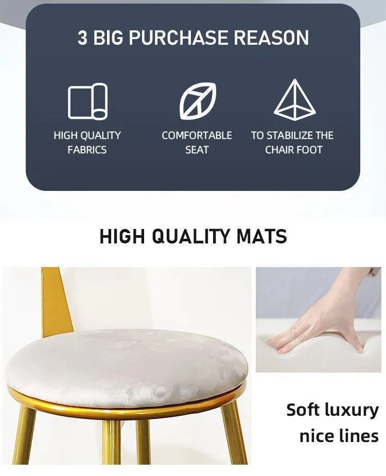 Wooden Twist Stabilize Chair with Soft Comfort Seat, Golden Painting Metal Frame - Ideal for Kitchen Island, Counter, Office, and Restaurant